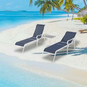 3 Pack Patio Lounge Chair, Outdoor Chaise Lounge with 5 Adjustable Backrest, Sturdy Steel Frame, Sunbathing Recliner, Beach Chair, Tanning Chair for O