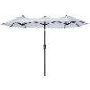 Outsunny Double-sided Patio Umbrella 9.5' Large Outdoor Market Umbrella with Push Button Tilt and Crank, 3 Air Vents and 12 Ribs, for Garden, Deck, Po