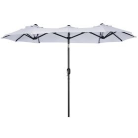 Outsunny Double-sided Patio Umbrella 9.5' Large Outdoor Market Umbrella with Push Button Tilt and Crank, 3 Air Vents and 12 Ribs, for Garden, Deck, Po