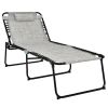 4 Position Folding Lounge Chaise with Adjustable Backrest and Footrest