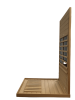 Hemlock Mini one person far infrared door on the left of the indoor sauna room