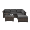 Patio Furniture, Outdoor Furniture, Seasonal PE Wicker Furniture, 4 Set Wicker Furniture With Tempered Glass Coffee Table