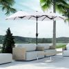 Outsunny Double-sided Patio Umbrella 9.5' Large Outdoor Market Umbrella with Push Button Tilt and Crank, 3 Air Vents and 12 Ribs, for Garden, Deck, Po