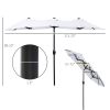 Outsunny Double-sided Patio Umbrella 9.5' Large Outdoor Market Umbrella with Push Button Tilt and Crank, 3 Air Vents and 12 Ribs, for Garden, Deck, Po