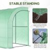 10' x 5' x 7' Lean to Greenhouse, Walk-In Green House, Plant Nursery with 2 Roll-up Doors and Windows, PE Cover and 3 Wire Shelves, Green