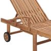 Sun Loungers 2 pcs with Beige Cushion Solid Teak Wood