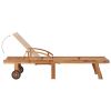 Sun Loungers 2 pcs with Beige Cushion Solid Teak Wood