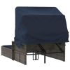 Double Sun Lounger with Canopy and Cushions Gray Poly Rattan