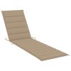 Sun Loungers 2 pcs with Beige Cushion Solid Teak Wood