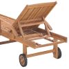 Sun Loungers 2 pcs with Beige Cushion Solid Teak Wood