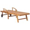 Sun Loungers 2 pcs with Beige Cushion Solid Teak Wood