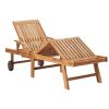 Sun Loungers 2 pcs with Beige Cushion Solid Teak Wood