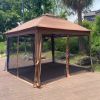 Outdoor 11x 11Ft Pop Up Gazebo Canopy With Removable Zipper Netting,2-Tier Soft Top Event Tent,Suitable For Patio Backyard Garden Camping Area with 4