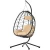 Egg Chair with Stand Indoor Outdoor Swing Chair Patio Wicker Hanging Egg Chair Hanging Basket Chair Hammock Chair with Stand for Bedroom Living Room B