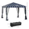 Outsunny 10' x 10' Pop Up Canopy Tent with Netting, Instant Gazebo, Ez up Screen House Room with Carry Bag, Height Adjustable, for Outdoor, Garden, Pa
