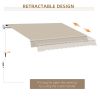 Outsunny 13' x 8' Retractable Awning, Patio Awnings, Sunshade Shelter w/ Manual Crank Handle, UV & Water-Resistant Fabric and Aluminum Frame for Deck,