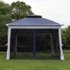 Outdoor 11x 11Ft Pop Up Gazebo Canopy With Removable Zipper Netting,2-Tier Soft Top Event Tent,Suitable For Patio Backyard Garden Camping Area,blue