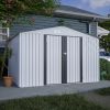 10X8 FT Outdoor Storage Shed, All Weather Metal Sheds with Lockable Doors, Tool Shed for Garden, Patio, Backyard, Lawn, Grey