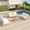 TOPMAX Modern Minimalist 7-Piece Metal Patio Sectional Sofa Set, All-Weather Garden Conversational Furniture Set with Thick Cushions and Coffee Table