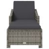 Sun Lounger with Dark Gray Cushion Poly Rattan Gray