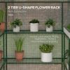 Outsunny 4.6' x 4.7' Portable Greenhouse, Water/UV Resistant Walk-In Small Outdoor Greenhouse with 2 Tier U-Shaped Flower Rack Shelves, Roll Up Door &