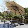 11 FT Cantilever Patio Umbrella, Round Outdoor Offset Umbrella with 360¬∞ Rotation & Tilt Adjustment without Base - Khaki