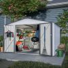10X8 FT Outdoor Storage Shed, All Weather Metal Sheds with Lockable Doors, Tool Shed for Garden, Patio, Backyard, Lawn, Grey