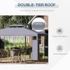 Outsunny 10' x 13' Patio Gazebo, Double Roof Outdoor Gazebo Canopy Shelter with Screen Decorate Corner Frame, for Garden, Lawn, Backyard and Deck, Gra