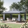 Outsunny 10' x 13' Patio Gazebo, Double Roof Outdoor Gazebo Canopy Shelter with Screen Decorate Corner Frame, for Garden, Lawn, Backyard and Deck, Gra