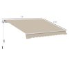Outsunny 13' x 8' Retractable Awning, Patio Awnings, Sunshade Shelter w/ Manual Crank Handle, UV & Water-Resistant Fabric and Aluminum Frame for Deck,