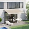 Outsunny 13' x 8' Retractable Awning, Patio Awnings, Sunshade Shelter w/ Manual Crank Handle, UV & Water-Resistant Fabric and Aluminum Frame for Deck,