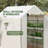 Outsunny 4.6' x 4.7' Portable Greenhouse, Water/UV Resistant Walk-In Small Outdoor Greenhouse with 2 Tier U-Shaped Flower Rack Shelves, Roll Up Door &