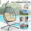 Egg Chair with Stand Indoor Outdoor Swing Chair Patio Wicker Hanging Egg Chair Hanging Basket Chair Hammock Chair with Stand for Bedroom Living Room B