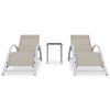 Sun Loungers 2 pcs with Table Aluminum Cream