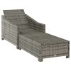 Sun Lounger with Dark Gray Cushion Poly Rattan Gray