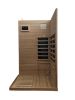 Hemlock Mini one person far infrared door on the left of the indoor sauna room