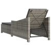 Sun Lounger with Dark Gray Cushion Poly Rattan Gray