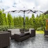 Outsunny Double-sided Patio Umbrella 9.5' Large Outdoor Market Umbrella with Push Button Tilt and Crank, 3 Air Vents and 12 Ribs, for Garden, Deck, Po