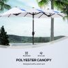 Outsunny Double-sided Patio Umbrella 9.5' Large Outdoor Market Umbrella with Push Button Tilt and Crank, 3 Air Vents and 12 Ribs, for Garden, Deck, Po