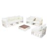 TOPMAX Modern Minimalist 7-Piece Metal Patio Sectional Sofa Set, All-Weather Garden Conversational Furniture Set with Thick Cushions and Coffee Table