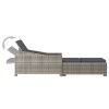 Sun Lounger with Dark Gray Cushion Poly Rattan Gray