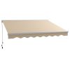 Outsunny 13' x 10' Electric Awning with LED Lights, Retractable Awning, UV40+ Sun Shade Shelter with Remote Controller and Crank Handle for Deck, Balc
