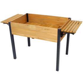 Raised Garden Bed, Metal Leg Wood Planter Boxes with Folding Storage Shelf,Elevated Planter Box for Growing Fresh Herbs, Vegetables, Flowers Great for (Color: as Pic)