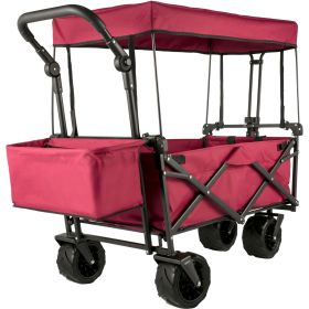 VEVOR Extra Large Collapsible Garden Cart with Removable Canopy, Folding Wagon Utility Carts with Wheels and Rear Storage, Wagon Cart for Garden, Camp (Default: Default)