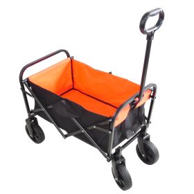 Folding Wagon Garden Shopping Beach Cart (Colour: black+yellow)