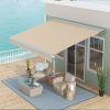 Outsunny 13' x 10' Electric Awning with LED Lights, Retractable Awning, UV40+ Sun Shade Shelter with Remote Controller and Crank Handle for Deck, Balc