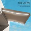 Outsunny 13' x 10' Electric Awning with LED Lights, Retractable Awning, UV40+ Sun Shade Shelter with Remote Controller and Crank Handle for Deck, Balc