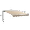 Outsunny 13' x 10' Electric Awning with LED Lights, Retractable Awning, UV40+ Sun Shade Shelter with Remote Controller and Crank Handle for Deck, Balc