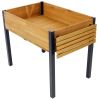 Raised Garden Bed, Metal Leg Wood Planter Boxes with Folding Storage Shelf,Elevated Planter Box for Growing Fresh Herbs, Vegetables, Flowers Great for