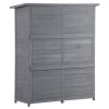 Outdoor 5.3ft Hx4.6ft L Wood Storage Shed Tool Organizer; Garden Shed; Storage Cabinet with Waterproof Asphalt Roof; Double Lockable Doors; 3-tier She